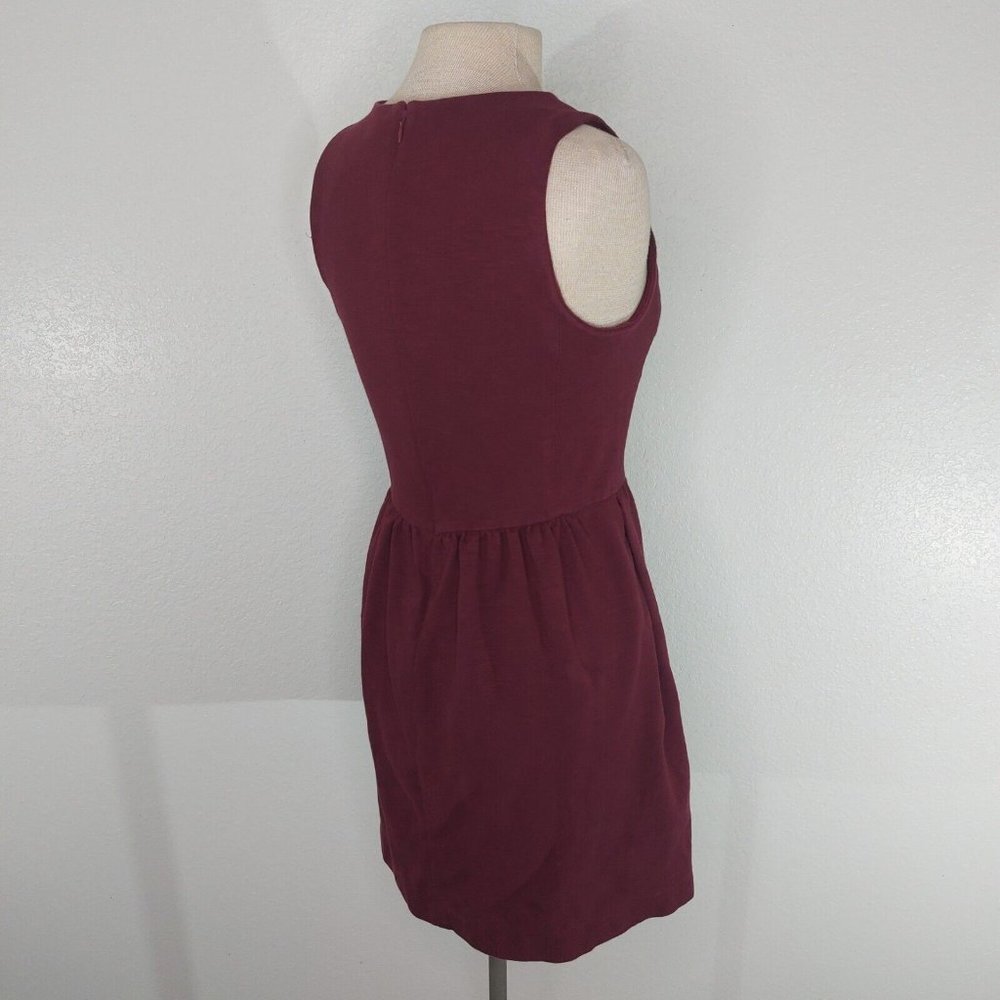 J Crew Womens Small Knit Daybreak Dress Round Neck Back Zip Sleeveless Burgundy - Picture 8 of 12